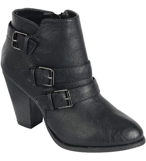 Womens Buckle Strap Block Chunky Heel Ankle Booties Black Cc1857quym9