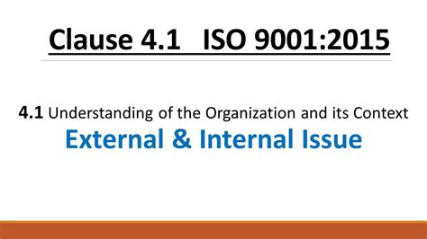 Iso 9001 2015 Clause 41 Understanding The Organization And Its Context