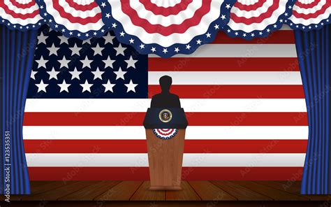 Presidential Election Banner Background President Podium With Unknown