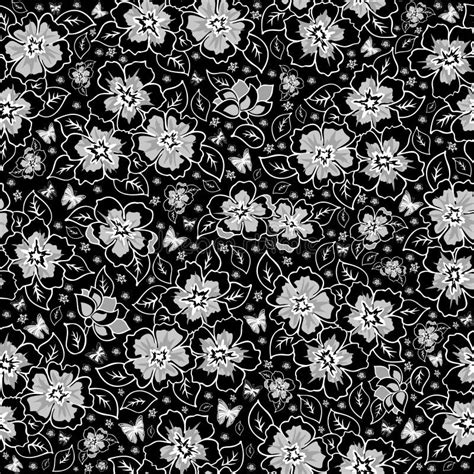 Vintage Seamless White Floral Pattern On A Black Background Vector