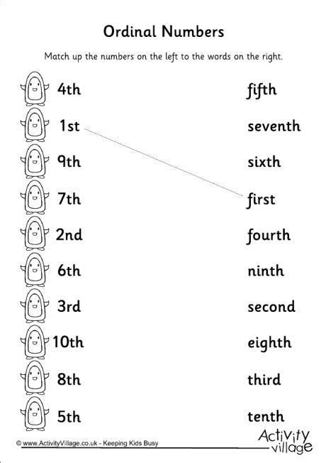Free Printable English Ordinal Numbers Worksheets For Your Ordinal