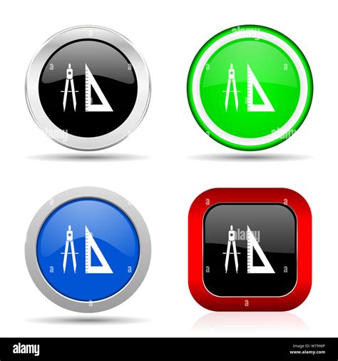 Learning Red Blue Green And Black Web Glossy Icon Set In 4 Options
