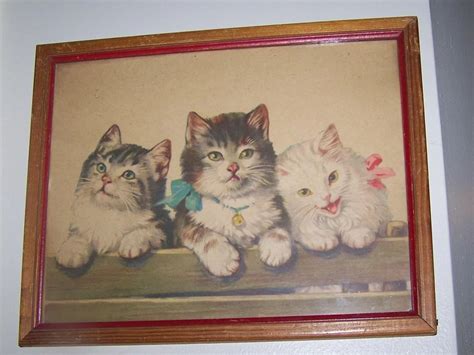 Such A Sweet Vintage Framed Kitten Pussy Cat Print Victorias