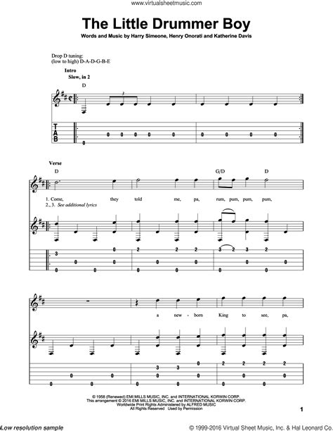 This song was arranged by joel mott in the key of d, eb. Davis - The Little Drummer Boy, (intermediate) sheet music for guitar solo