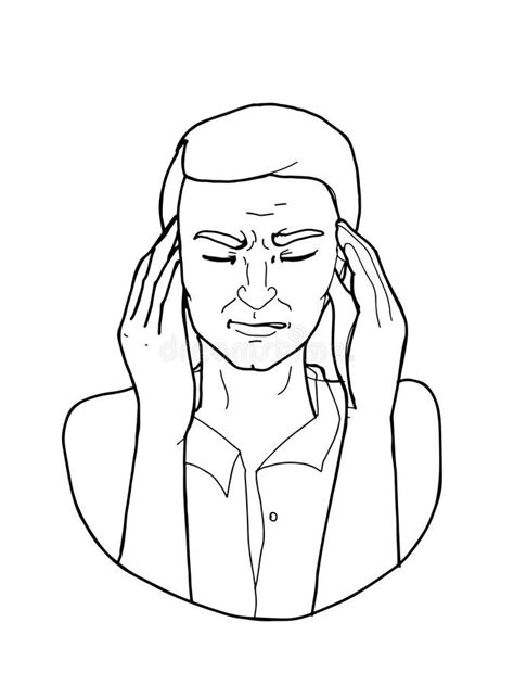 A Headache And Woman Or Man And Half Body Illustration Drawing Line And