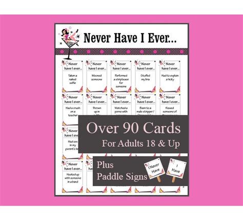 Never Have I Ever Game Girls Night Bachelorette Party Games Printable