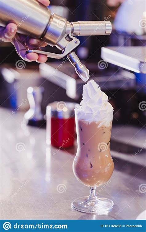 Ice Coffee Coffee With Whipped Cream Stock Image Image Of Filter