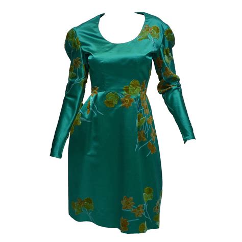 1960 s nettie rosenstein new york emerald green floral dress for sale at 1stdibs