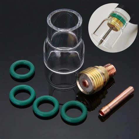Pcs Pyrex Glass Cup Kit Stubby Collets Body Gas Lens Tig Welding