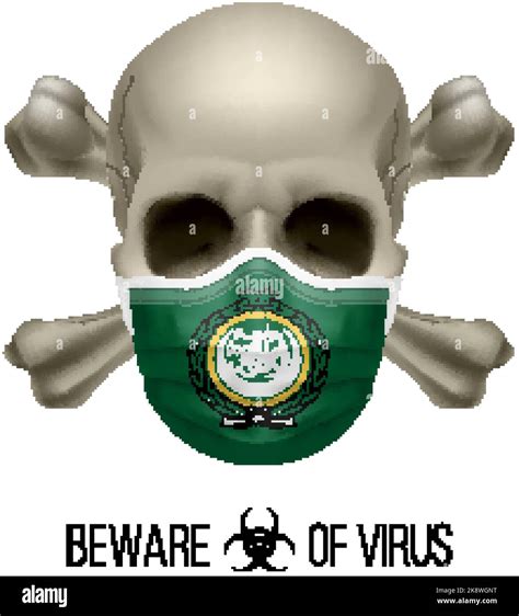 Human Skull With Crossbones And Surgical Mask In The Color Of National