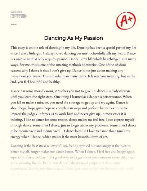 About Dance Passion As Important Part Of My Life Essay Example 509 Words Gradesfixer