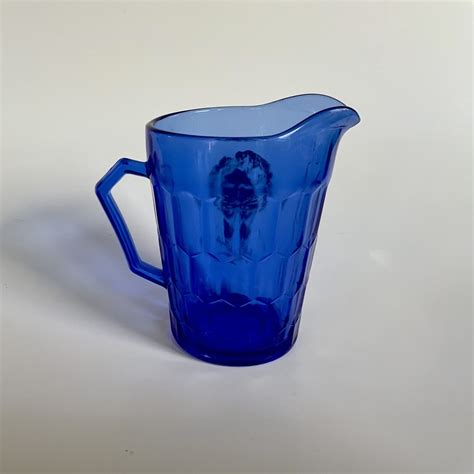 Vintage 1930 S Shirley Temple Hazel Atlas Co Cobalt Blue Glass Creamer