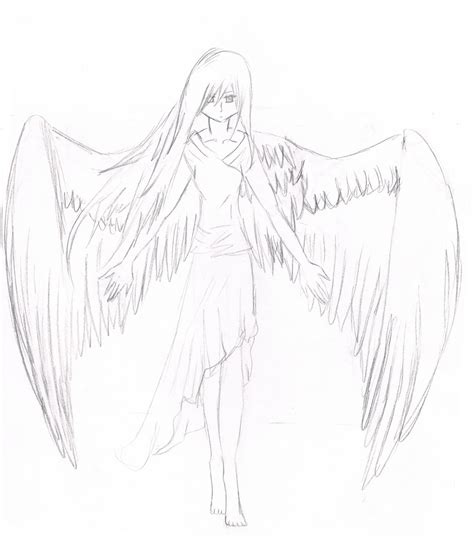 Sad Angels Anime Line Art Sketch Coloring Page