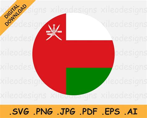 Oman Round Flag Svg Omani Circular Banner Country National Circle
