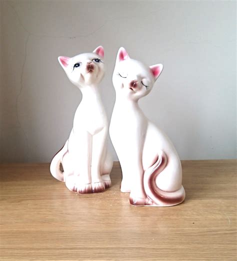 2 tall ceramic cat figurines floral pattern siamese kittens made in japan meow. Vintage Cat Figurine Siamese Cat Animal Figurine ...