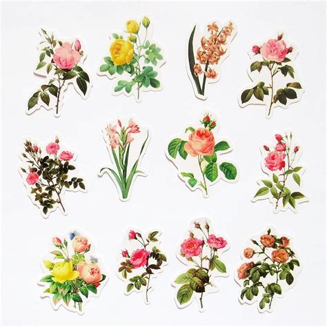 Vintage Flowers Stickers Pack Flowers Sticker Sack Planner