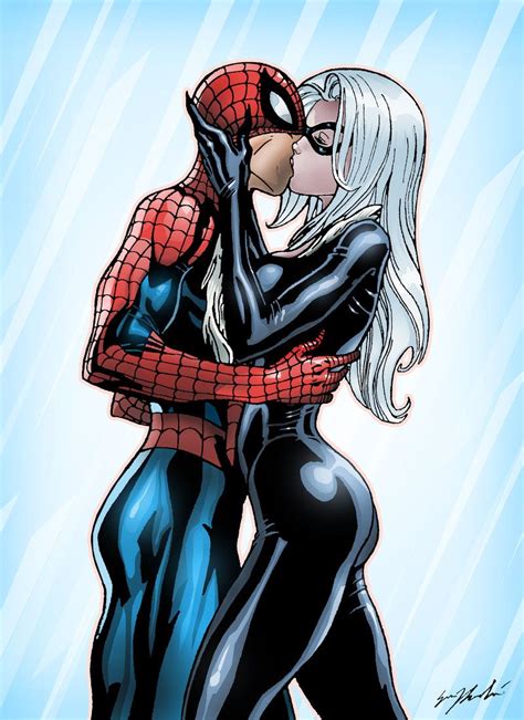 Spider Man And Black Cat Kiss By Dark0knight93 On Deviantart Black