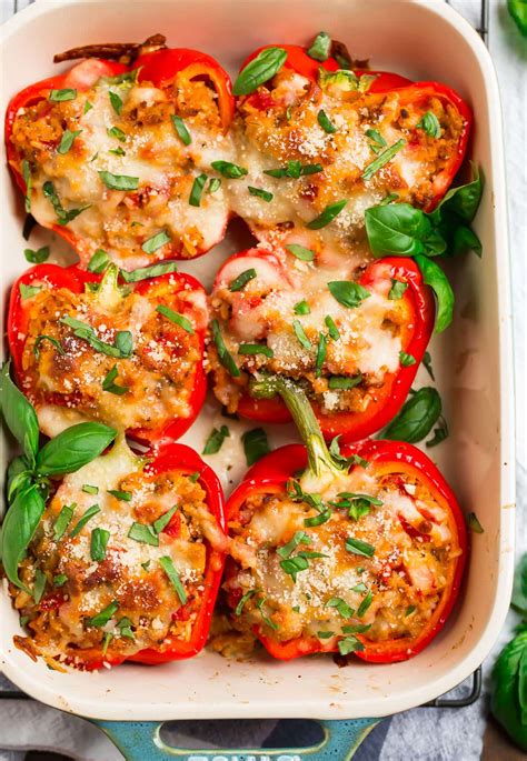 Italian Stuffed Peppers Easy And Healthy Wellplated Com