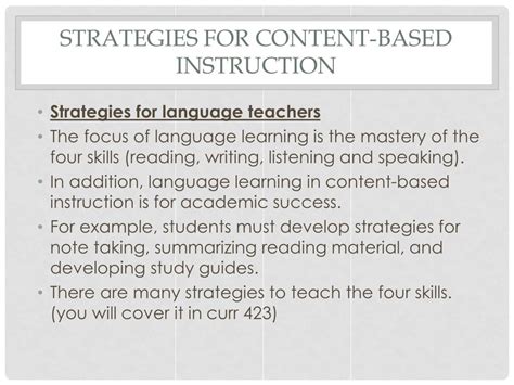 Ppt Content Base Instruction And Immersion Models Powerpoint