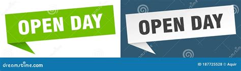 Open Day Banner Open Day Speech Bubble Label Set Stock Vector