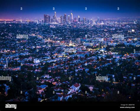 Beautiful Los Angeles Skyline At Nightlos Angelescaliforniausa Stock