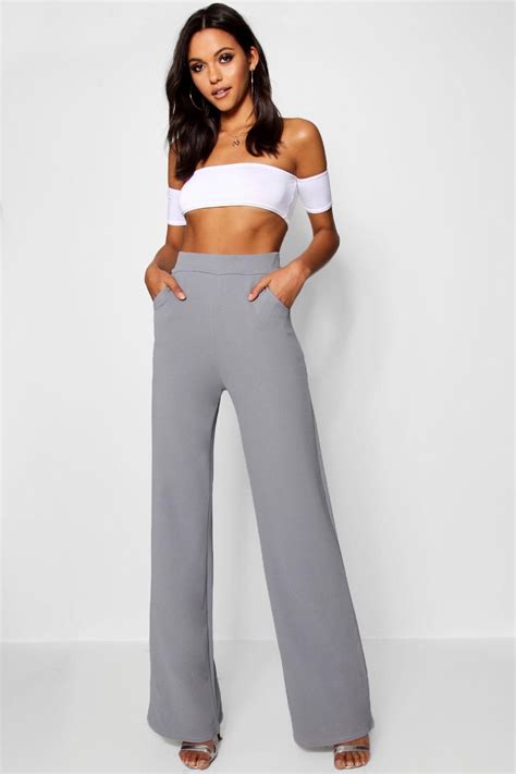 Tall High Waisted Wide Leg Trousers Boohoo Tall Pants Smart Outfit