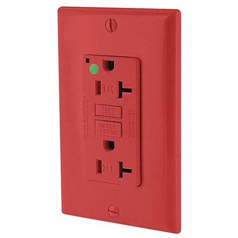 Leviton 20a Hospital Grade Gfci Receptacle Red Tamper Resistant Yes
