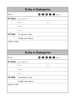 Kindergarten Daily Report by Mac N Peas | Teachers Pay Teachers