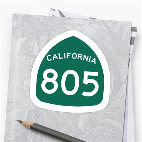 California State Route 805 Area Code 805 Sticker By Srnac Redbubble