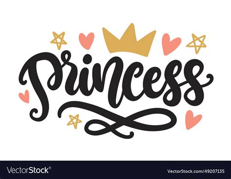 Princess Hand Written Lettering Little Girl Word Vector Image