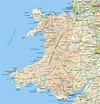 Large detailed map of Wales with relief, roads and cities | Wales ...