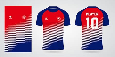 Plantilla De Camiseta Deportiva Azul Roja Blanca Para Uniformes De