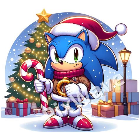 Sonic With Santa Hat Svg Christmas Sonic Png Christmas Sonic Svg