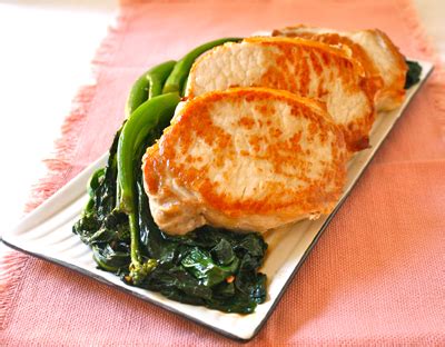 After brining, thoroughly rinse pork in cold water. Asian Brined Pork Chops with Gai Lan