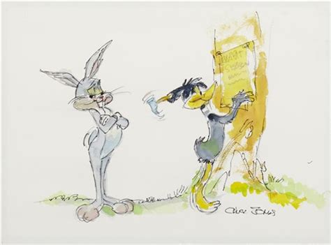 We also start to see a hint of what daffy would later become, as he is presented as more thoughtful and calculating than he usually was in his early appearances. A Chuck Jones watercolor of Daffy Duck and Bugs Bunny by ...