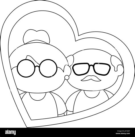 Old Couple In Love Icon Vector Illustration Graphic Design Stock Vector