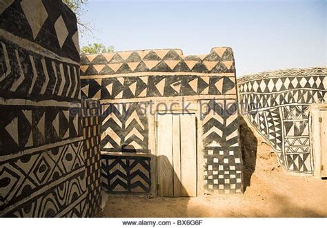 Geometric Design On Mud Brick Dwellings In Tiebele Burkina Faso West