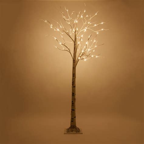 7 Ft Led White Birch Twig Tree Light 102 Warm White Led Lights