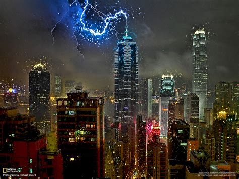 National Geographic Skyscraper Lightning Storm Hong Kong City Hd