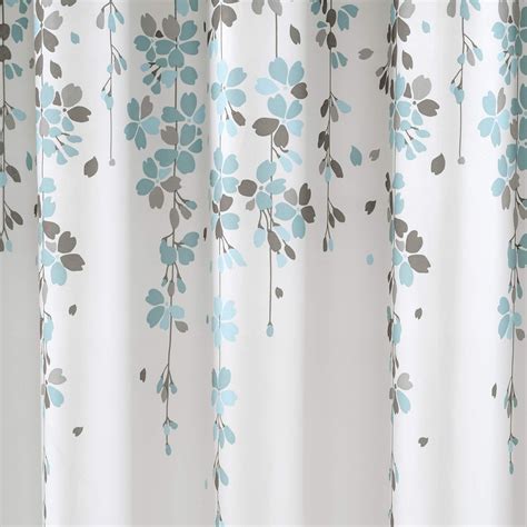 Lush Decor Blue And Gray Weeping Flower Shower Curtain Fabric Floral