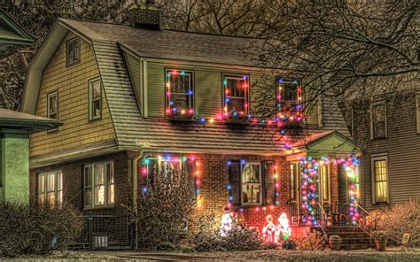 House With Christmas Lights Fondo De Pantalla Hd Fondo De Escritorio