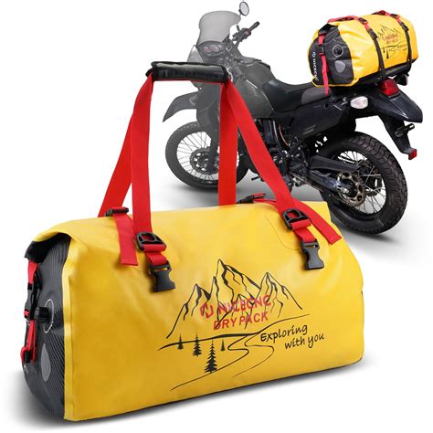 Nicecnc Motorcycle Dry Duffle Bag 66l Waterproof Travel Duffel Reflective Tail Luggage Bag