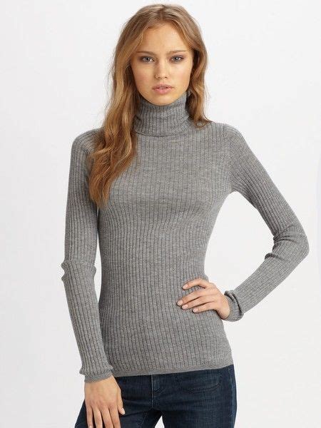 Vince Gray Ribbed Turtleneck Sweater Ribbed Turtleneck Sweater
