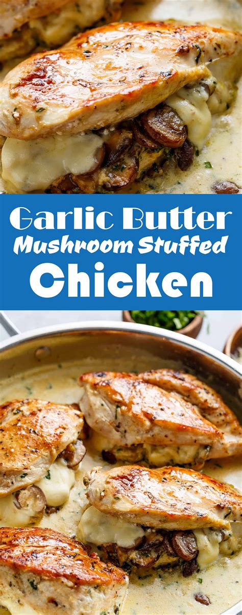 Spread 1/3 cup mixture onto each chicken breast. Garlic Butter Mushroom Stuffed Chicken | Latte Intero