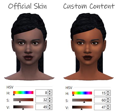 Sims Skin Tone Colors