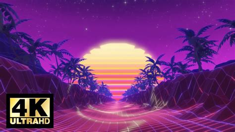 Neon Sunset 80s Retro Synth Road 1 Hour 4k Background Screensaver