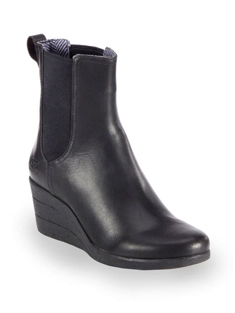 Lyst Ugg Dupre Leather Wedge Ankle Boots In Black