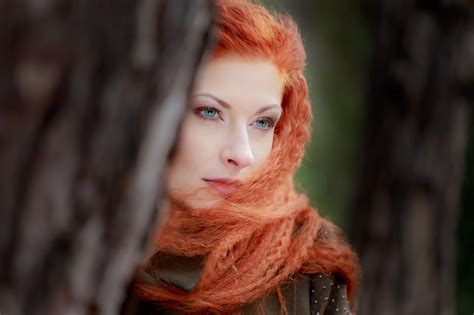 Red Hair Woman With Blue Eyes Hd Wallpaper Background