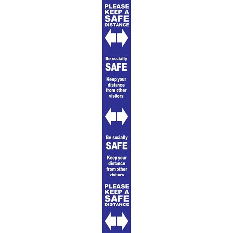 Keep Safe Distance Floor Marker Sav Blue 800 X 100mm Uk