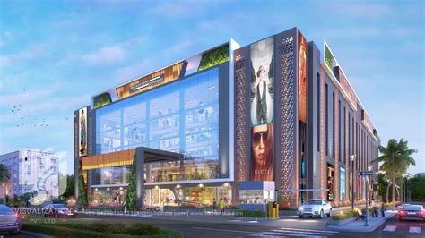 Detail Oriented 3d Visualization Of Commercial Exterior Shopping Mall